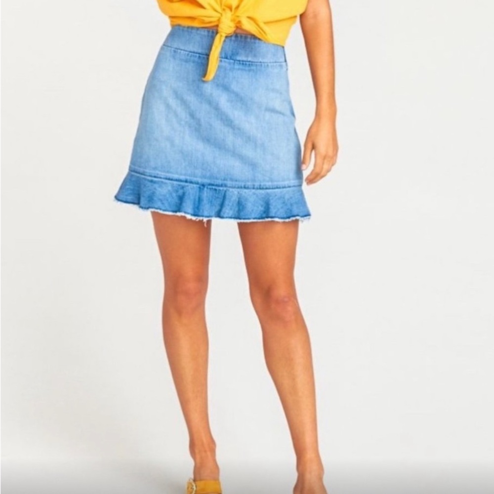 Denim Mini Skirt Ruffled Show Me Your Mumu